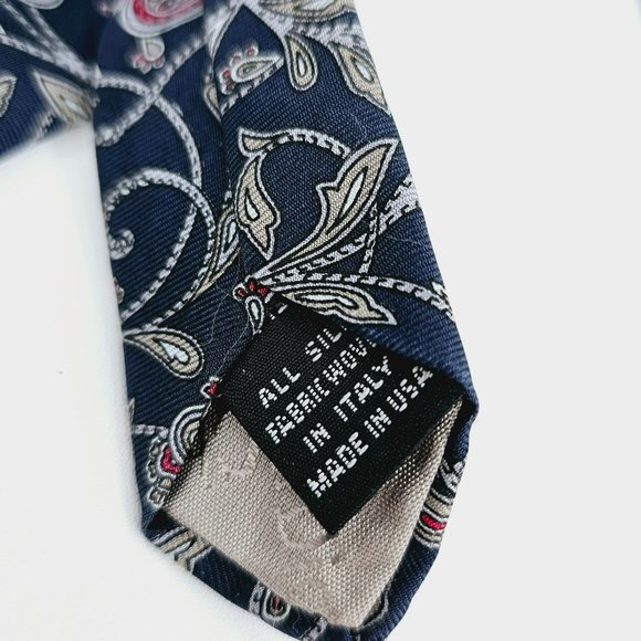 Christian Dior Tie Blue Pink Grey Paisley Print USA Made All Silk Designer Gift - Picture 7 of 8